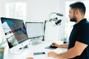 How Generative AI is Transforming the Content Creation? A content creator working on his desk