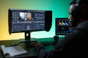 The Best AI Editing Tools in 2024 A person editing video with Adobe Premier Pro