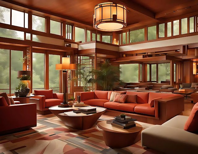 Best Midjourney V6 Prompts Guide for Interior Design Interior design in the style of Frank Lloyd Wright