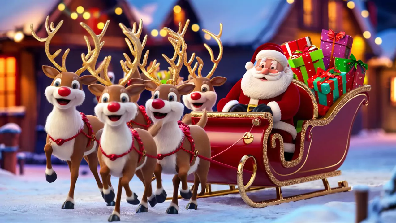 Christmas scene featuring Santa Claus in his festive sleigh Christmas Wallpaper by AI Artz