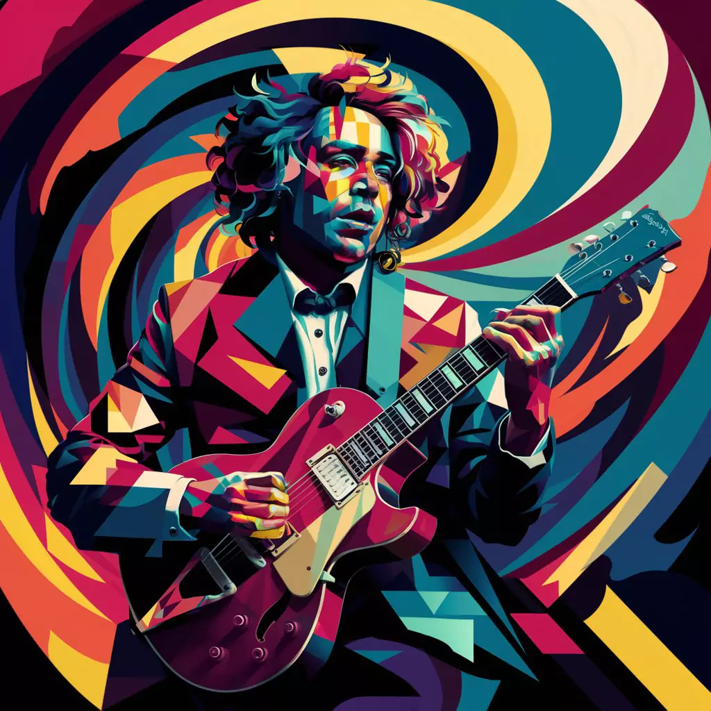 Create Art in the Style of Famous Artists with AI A Cubist portrait of a musician with fragmented shapes and bold colors, inspired by Picasso by AI Artz