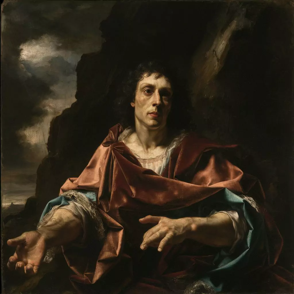Create Art in the Style of Famous Artists with AI A dramatic portrait with chiaroscuro lighting, inspired by Caravaggio’s baroque style by AI Artz