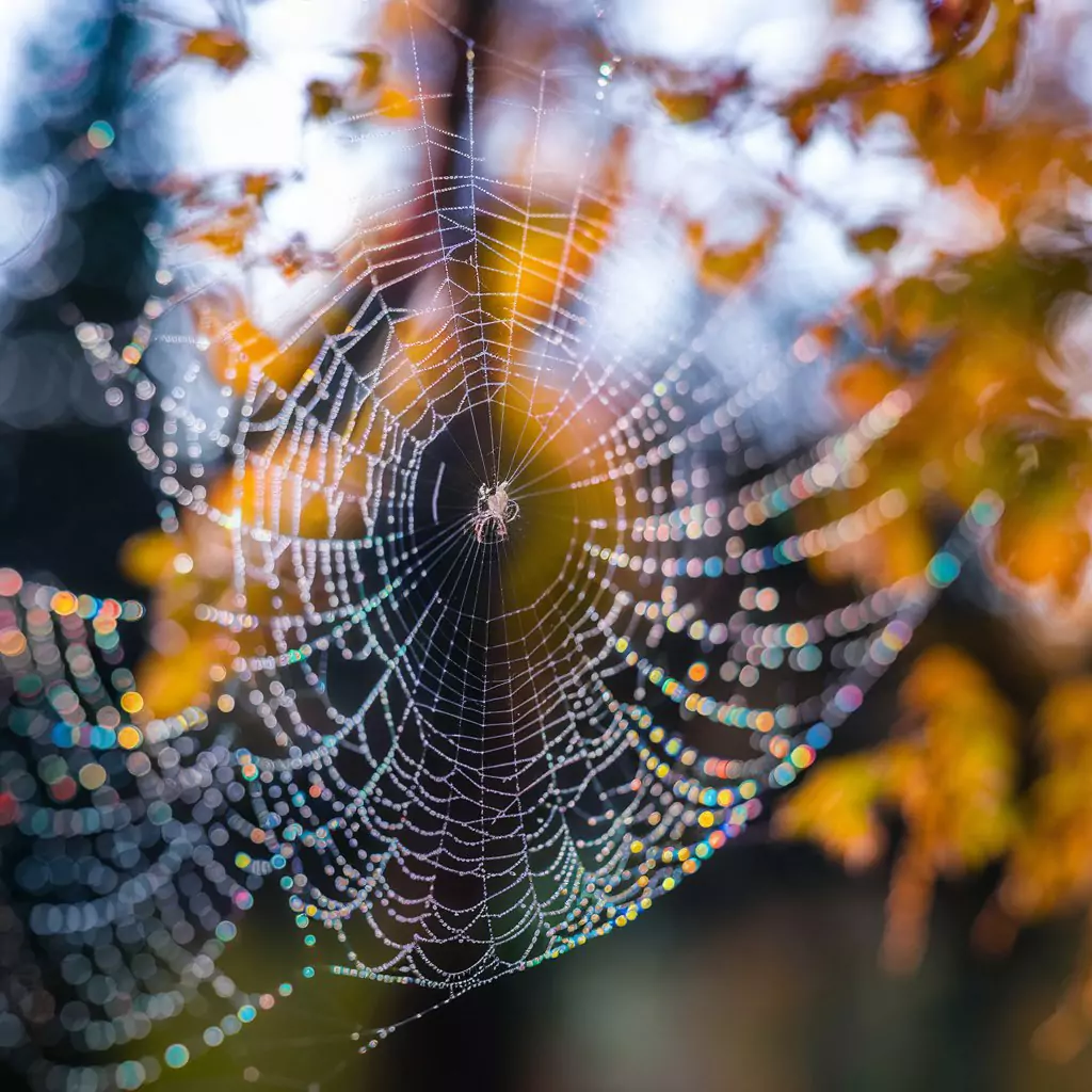 30 AI Art Prompts for Realistic Results ai art prompts for realistic results - A close-up macro shot of a delicate spiderweb covered in dewdrops at sunrise