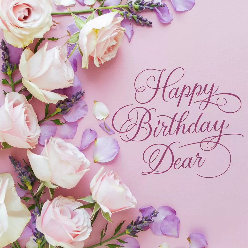 Free AI Art Prompts for Greeting Cards AI Birthday wishes - Birthday card design with watercolor roses and lavender