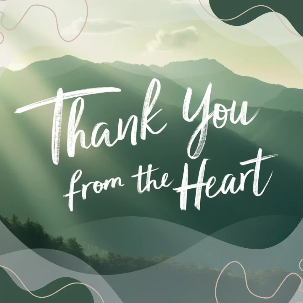 Free AI Art Prompts for Greeting Cards Thank you card with mountain landscape and sun rays