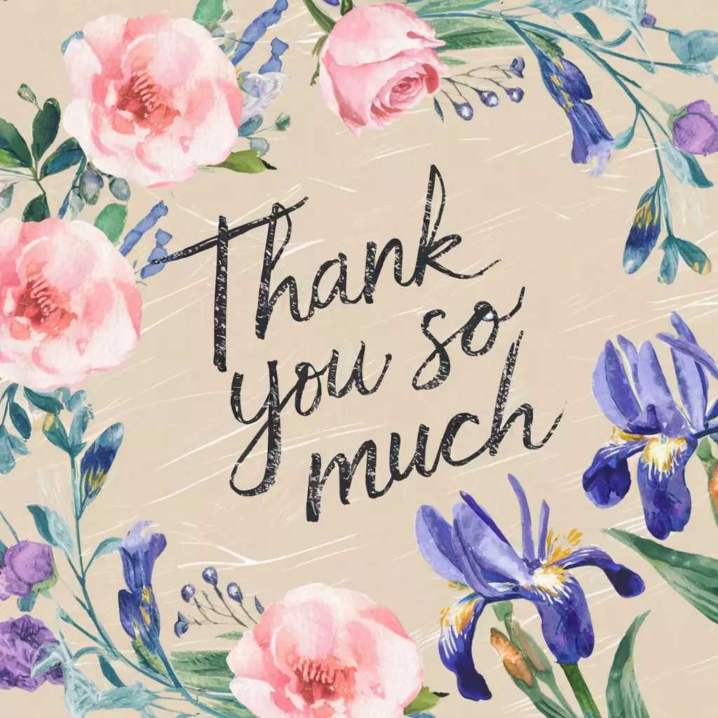 Free AI Art Prompts for Greeting Cards Thank you card with watercolours flowers, light beige background