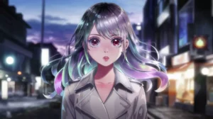 AI Art Prompts for Anime - Beautiful young woman, large expressive anime eyes, flowing iridescent silver hair.