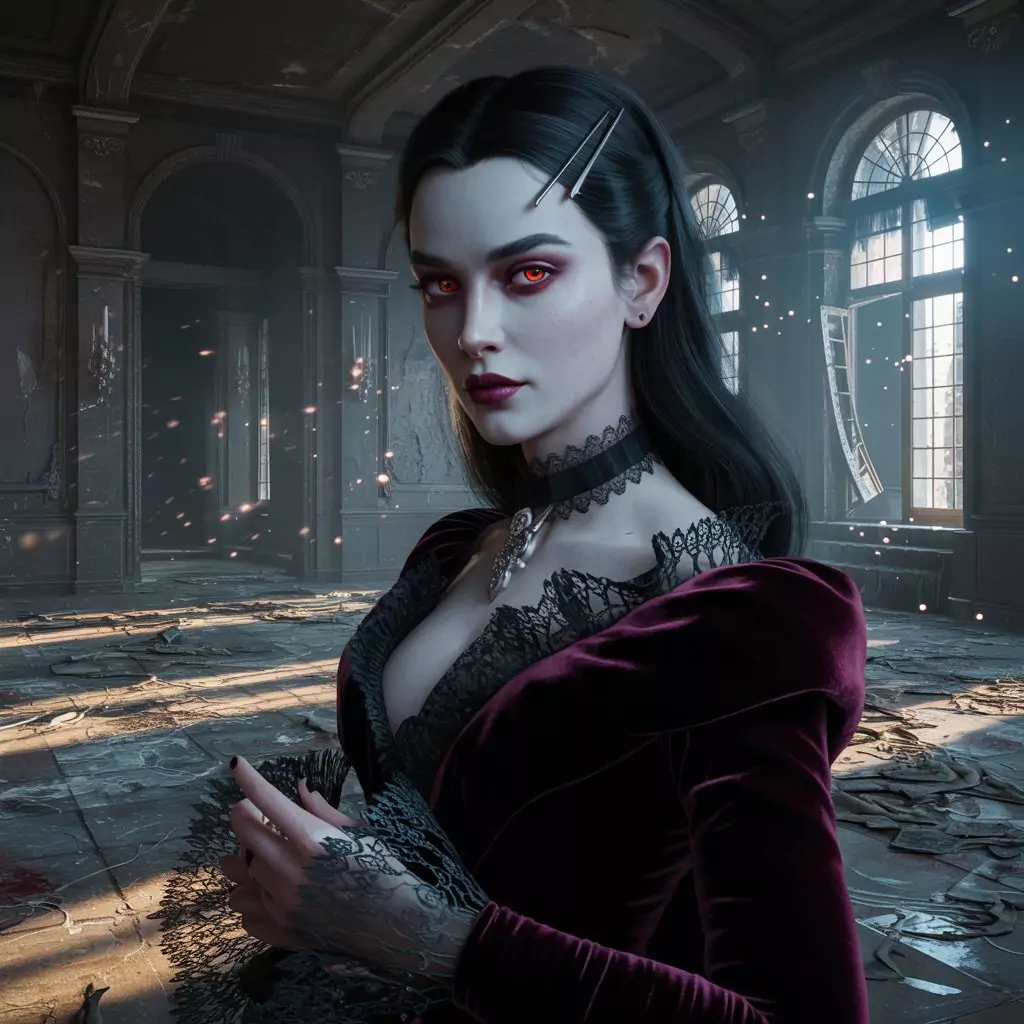 AI Art Prompts for Characters - Elegant Gothic vampire aristocrat, pale skin, sharp features, intense red eyes.