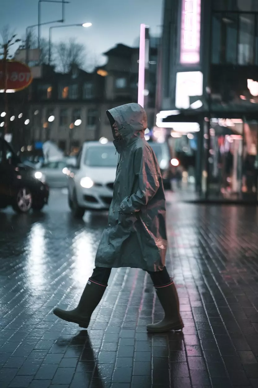 AI Art Prompt for Full Body Images in Every Style An AI-generated image of a person walking on a city street, captured in a candid urban street photography style. This full-body shot, created with an AI art prompt for full body, showcases a modern street scene by AI Artz